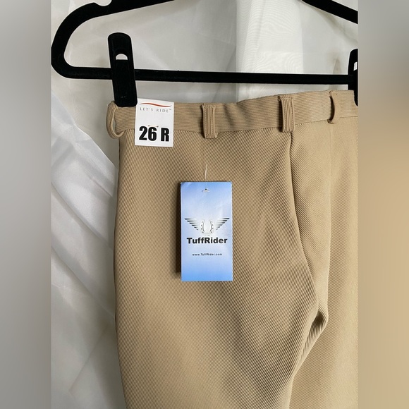 NWT TuffRider Front Zip Knee Patch Breeches Tan Sz 26 Ribb Equestrian Pants - Picture 5 of 10